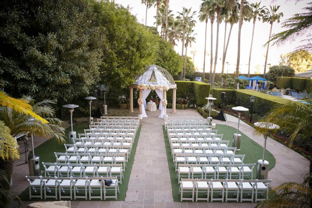 Birds eye view of ceremony site at Ritz Carlton 