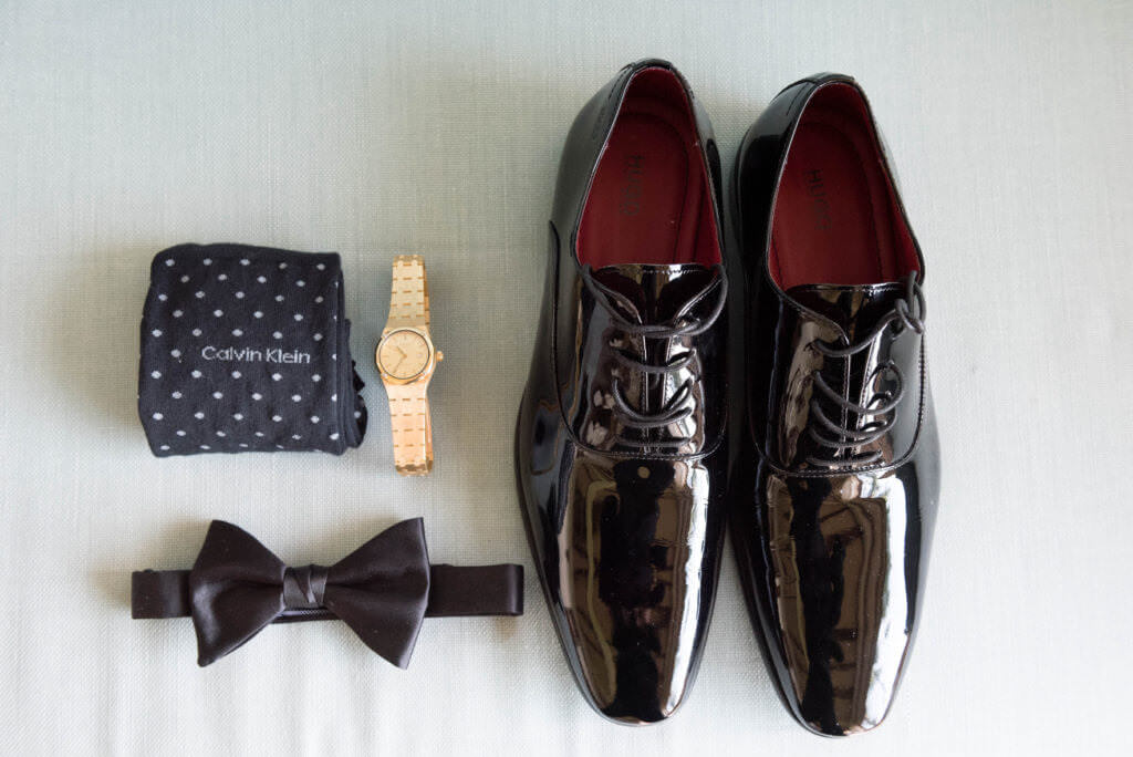 Tux, shoes, watch 