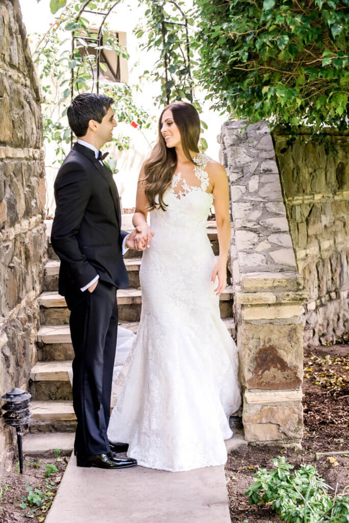 bride and groom walking..