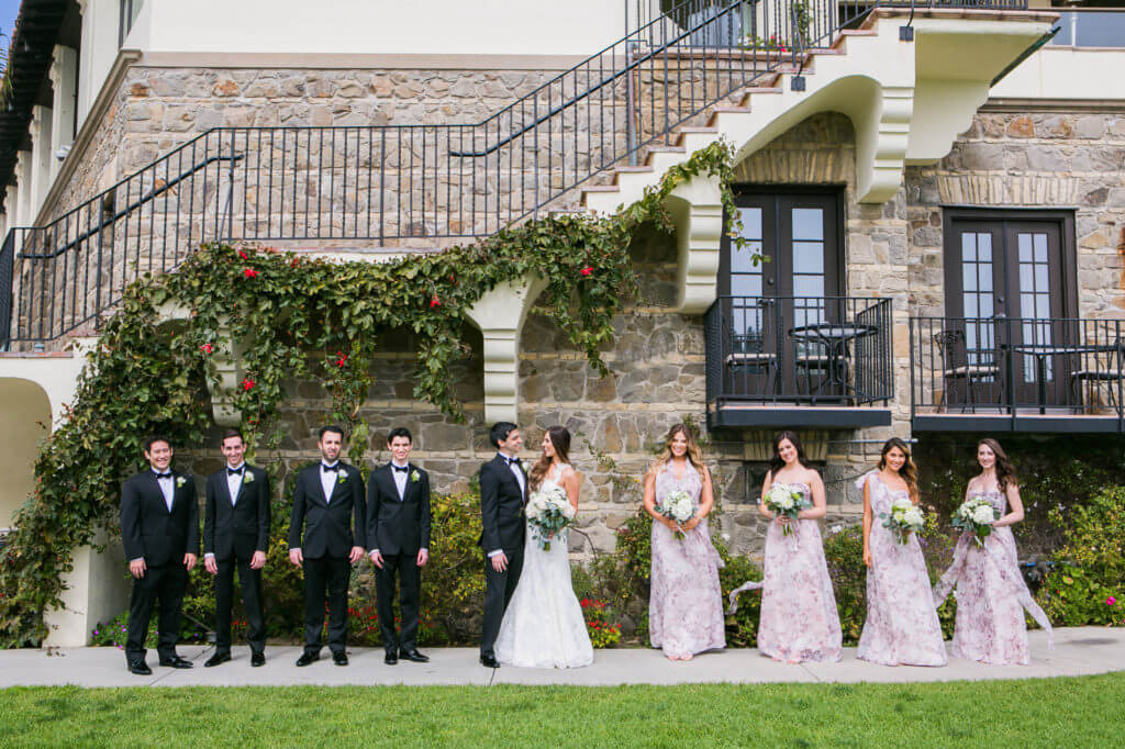 bridal party in front of bel air bay club