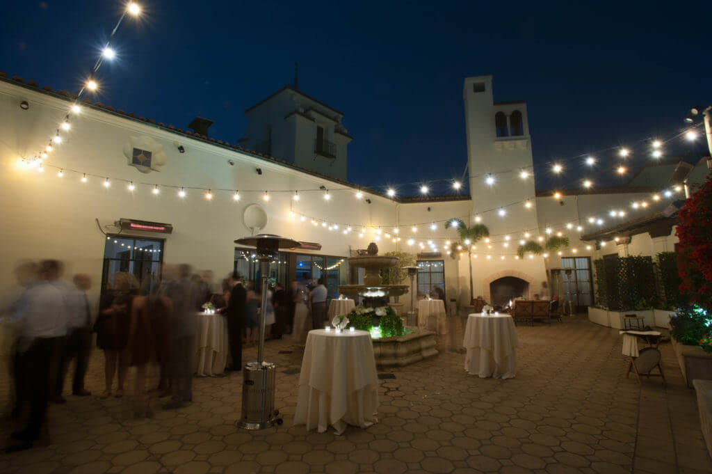 Patio of Bel air bay club during a wedding 