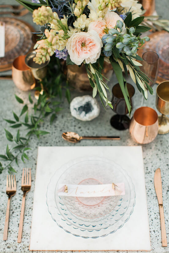 detail photo of wedding reception table detail at Quail Ranch