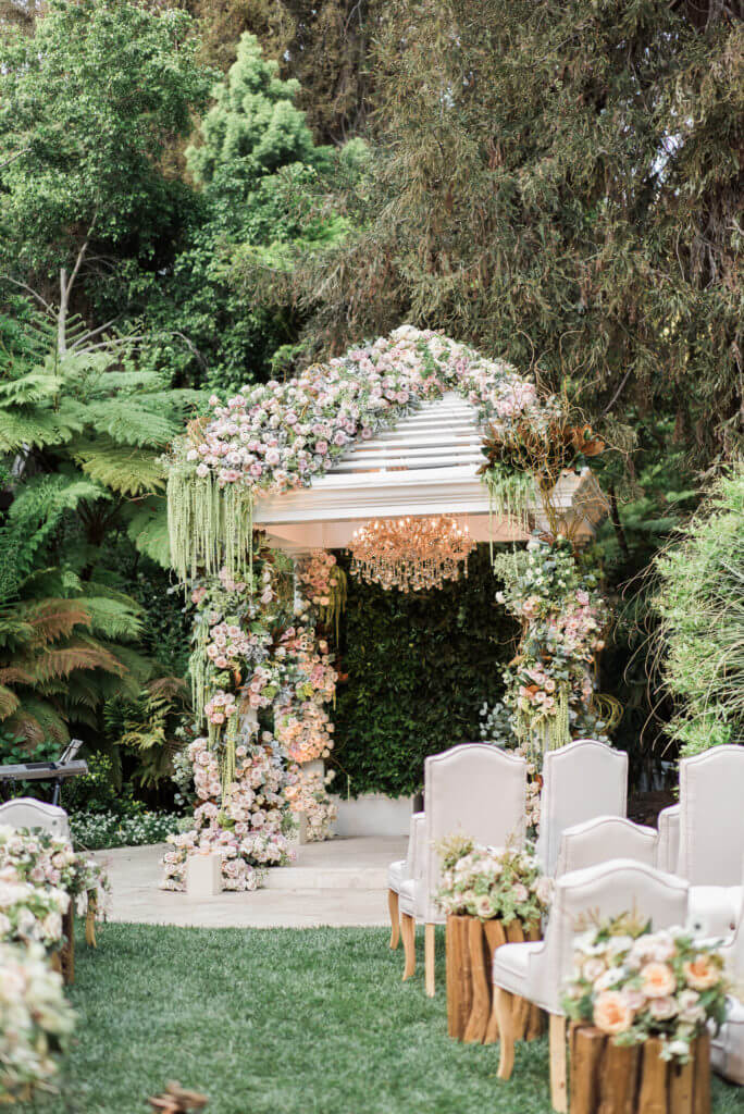 a wide view of the ceremony site at Hotel Bel-Air Beverly Hills