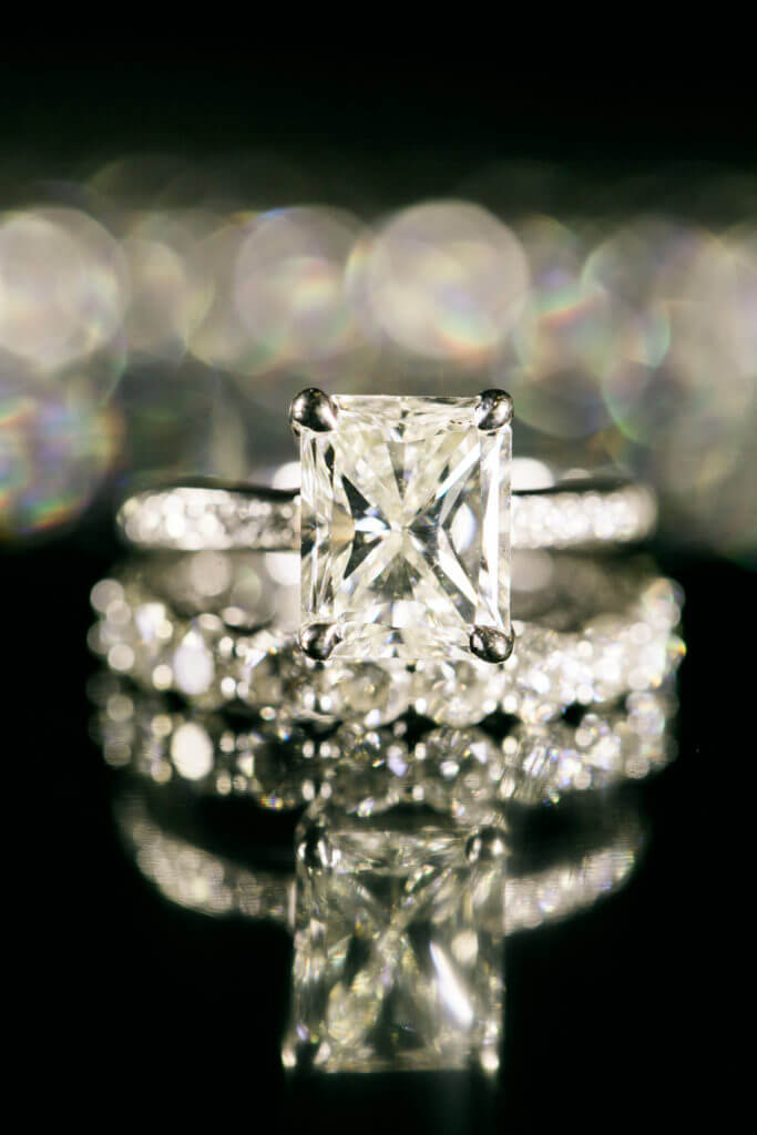 Diamond set on a black background.