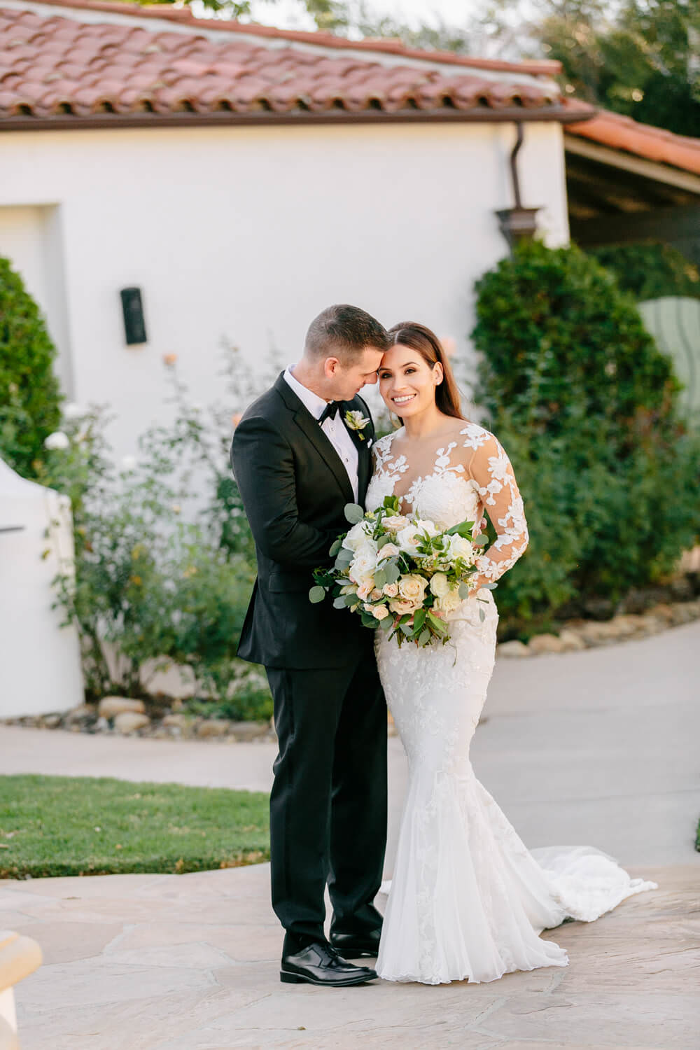 Bride and groom together at Ojai Vally inn featured venue