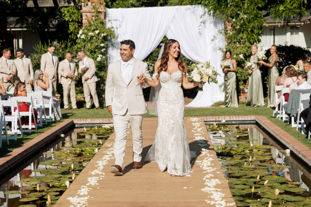 Bride and groom during the ceremony at belmond el encanto in santa Barbara