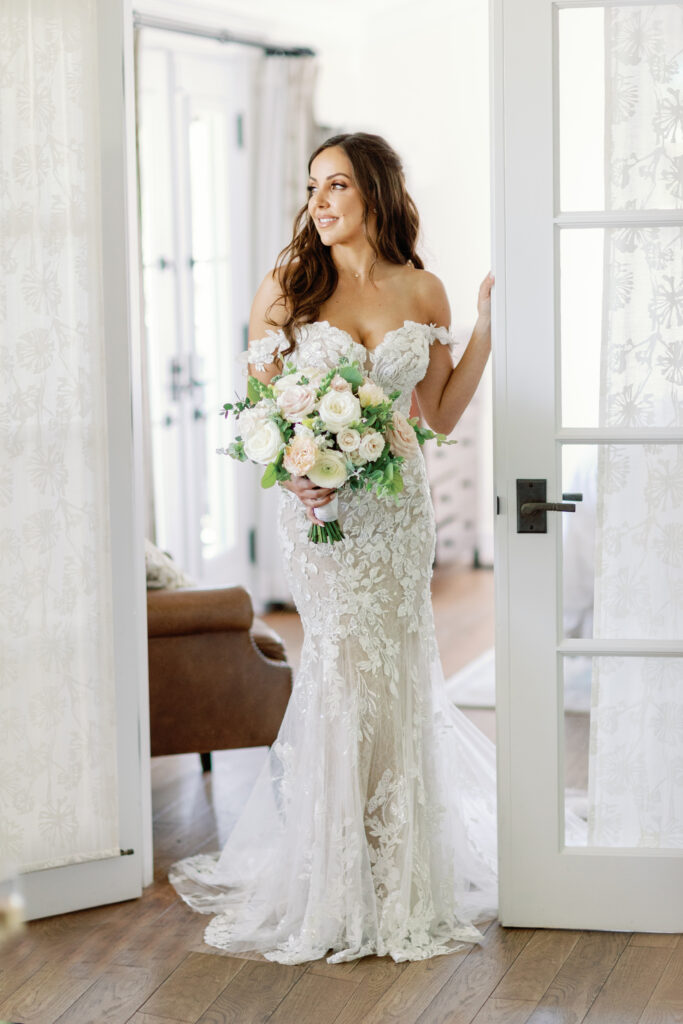 Bride inside the master suite at Belmond El Encanto in santa Barbara